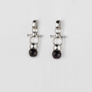 Briolette - Black Onyx Horse Bit Equestrian Earring in Silver