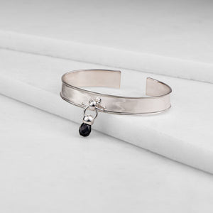 Briolette - Black Onyx Horse Bit Cuff Bracelet in Silver