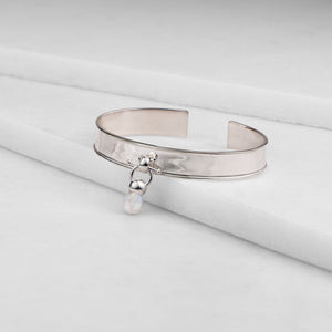Briolette - Moonstone Horse Bit Cuff Bracelet in Silver