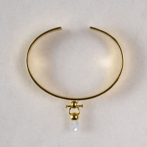 Briolette - Moonstone Horse Bit Cuff Bracelet in Gold