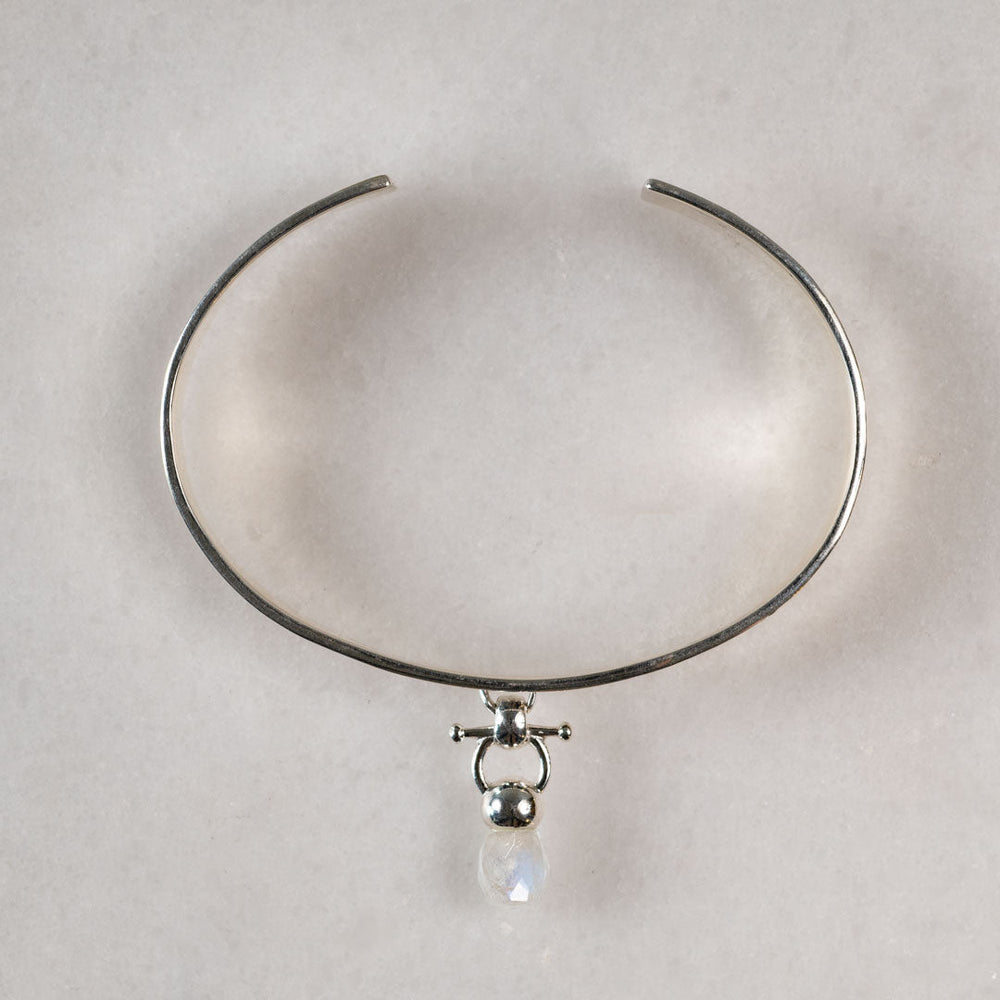 Briolette - Moonstone Horse Bit Cuff Bracelet in Silver