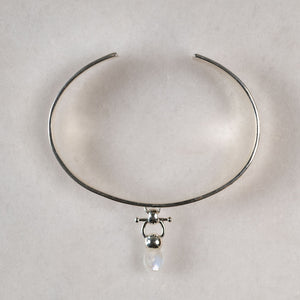 Briolette - Moonstone Horse Bit Cuff Bracelet in Silver