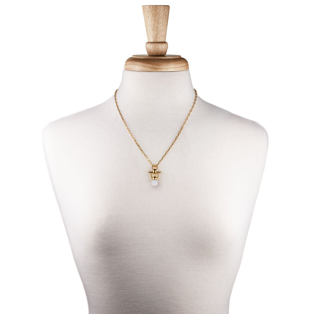 Briolette - Moonstone Equestrian Horse Bit Necklace in Gold