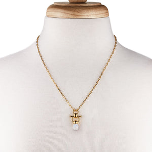 Briolette - Moonstone Equestrian Horse Bit Necklace in Gold