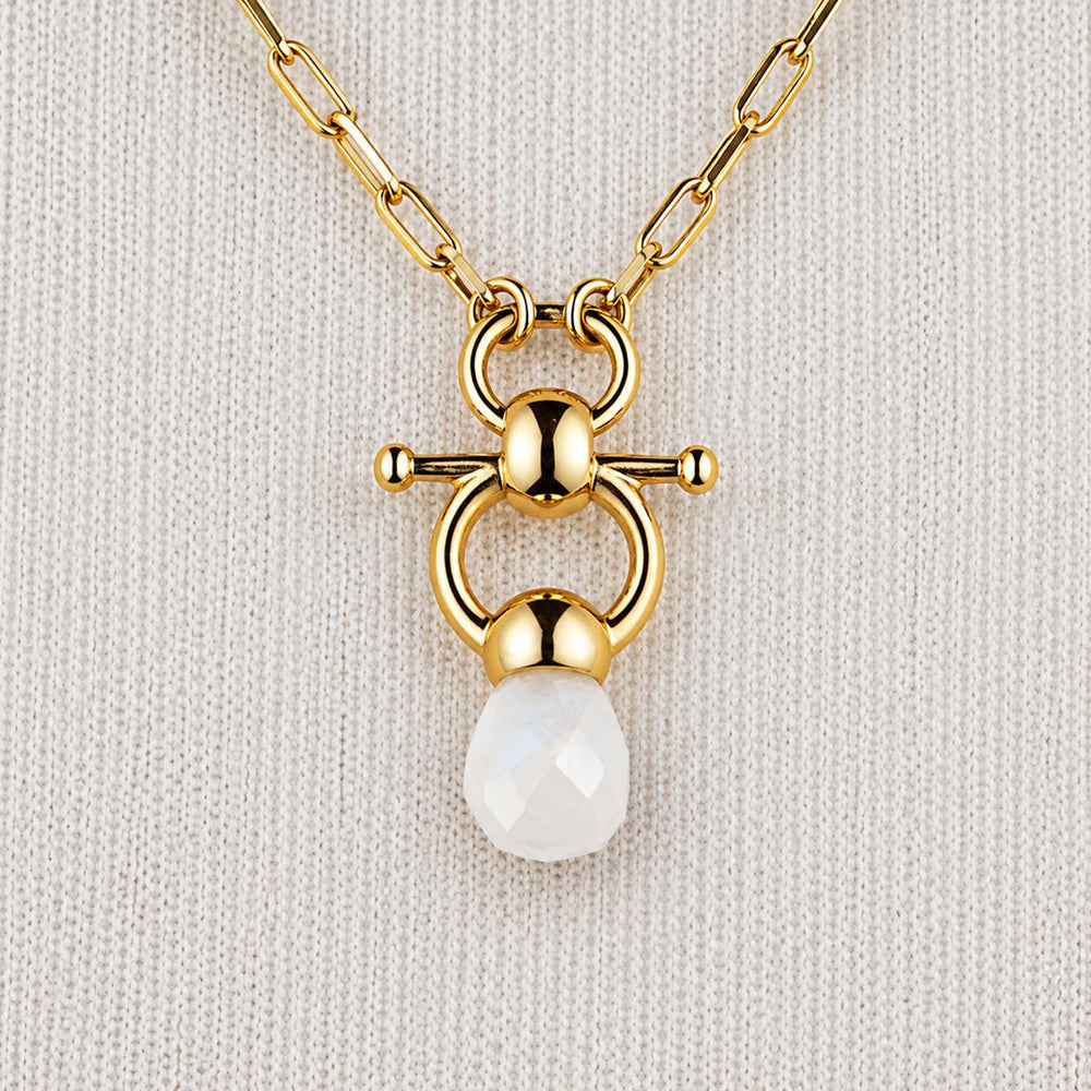 Briolette - Moonstone Equestrian Horse Bit Necklace in Gold