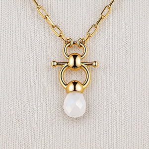 Briolette - Moonstone Equestrian Horse Bit Necklace in Gold