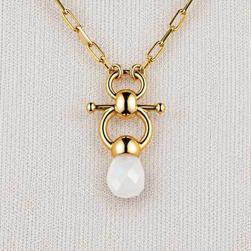 Briolette - Moonstone Equestrian Horse Bit Necklace in Gold