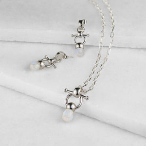 Briolette - Moonstone Equestrian Horse Bit Necklace in Silver