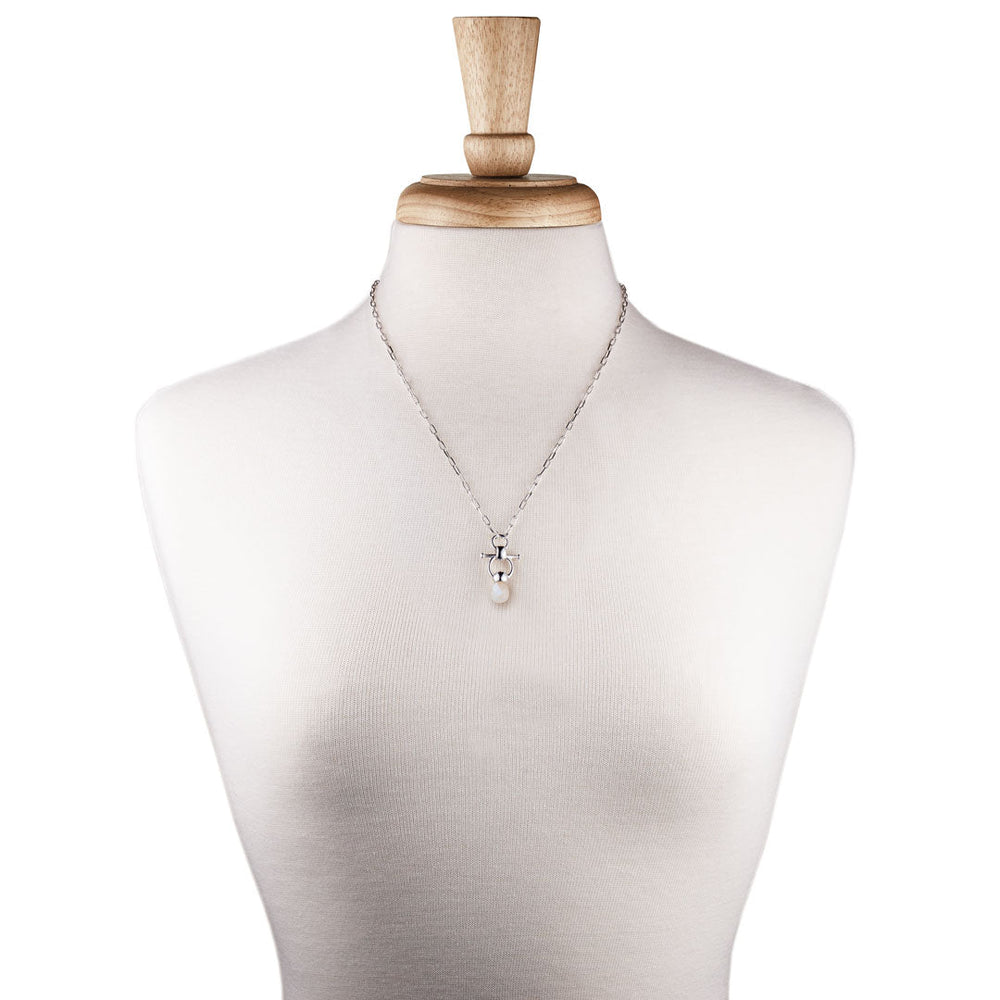 Briolette - Moonstone Equestrian Horse Bit Necklace in Silver