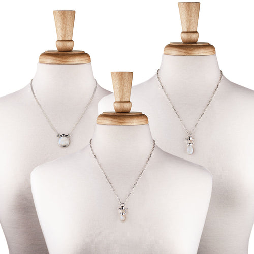 Droplette - Moonstone Equestrian Horse Bit Necklace in Silver