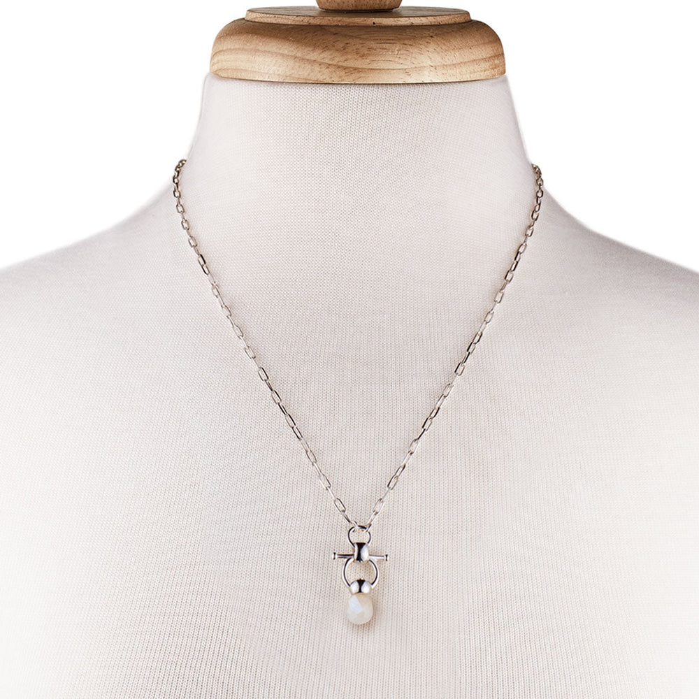 Briolette - Moonstone Equestrian Horse Bit Necklace in Silver