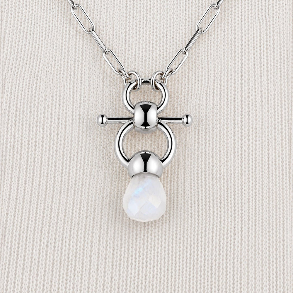Briolette - Moonstone Equestrian Horse Bit Necklace in Silver