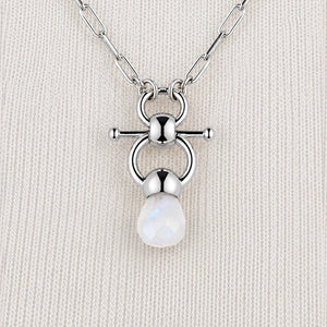 Briolette - Moonstone Equestrian Horse Bit Necklace in Silver