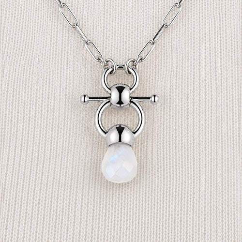 Briolette - Moonstone Equestrian Horse Bit Necklace in Silver