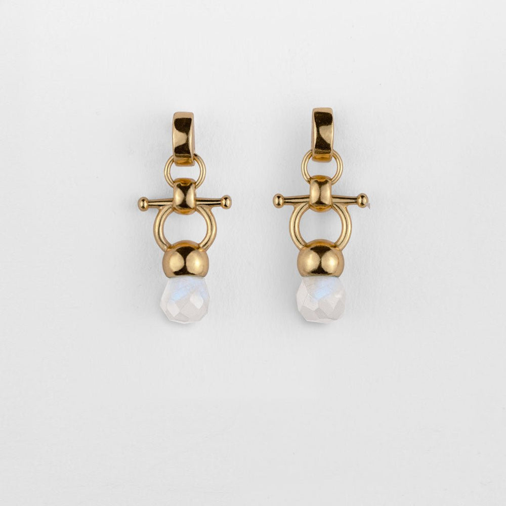 Briolette - Moonstone Horse Bit Equestrian Earring in Gold