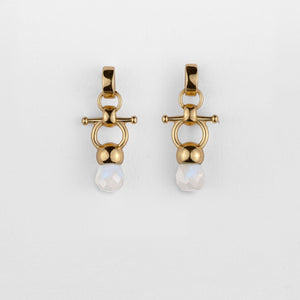 Briolette - Moonstone Horse Bit Equestrian Earring in Gold