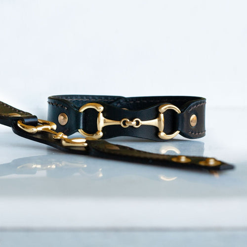 Bronson - Equestrian Leather Horse Bit Bracelet in Gold