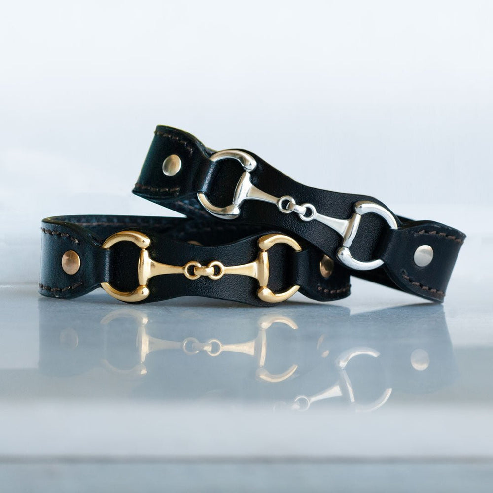 Bronson - Equestrian Leather Horse Bit Bracelet in Gold
