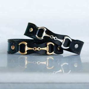 Bronson - Equestrian Leather Horse Bit Bracelet in Gold