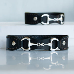 Bronson - Equestrian Leather Horse Bit Bracelet in Silver