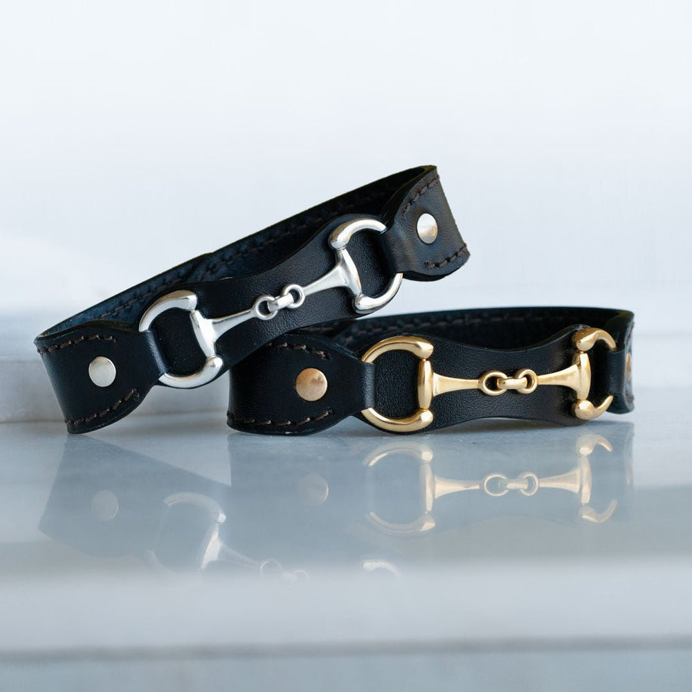Bronson - Equestrian Leather Horse Bit Bracelet in Silver