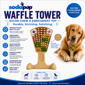 Waffle Tower Nylon Chew & Enrichment Toy | 2-in-1 for Aggressive Chewers | SodaPup