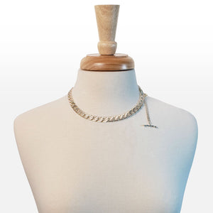 Cadence - Convertible Equestrian Curb Chain T-Bar Necklace in Silver