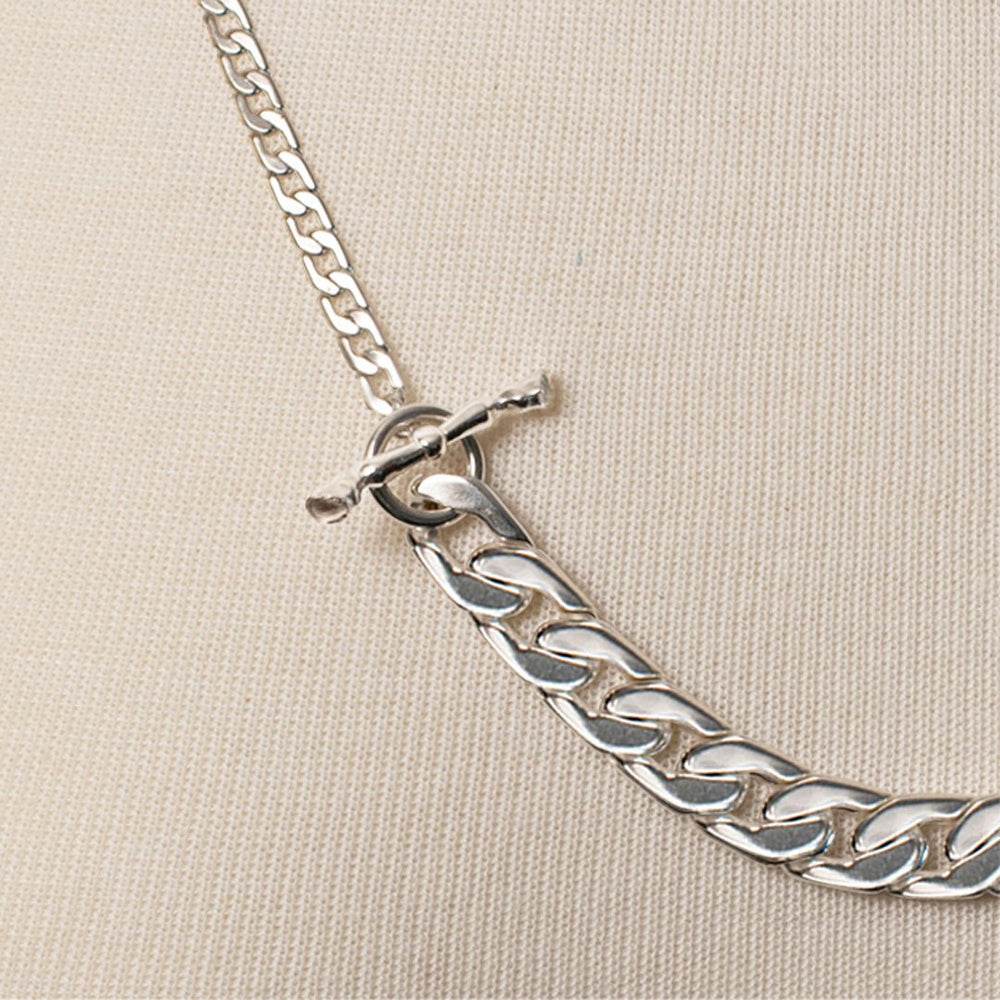 Cadence - Convertible Equestrian Curb Chain T-Bar Necklace in Silver