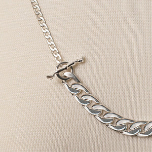 Cadence - Convertible Equestrian Curb Chain T-Bar Necklace in Silver