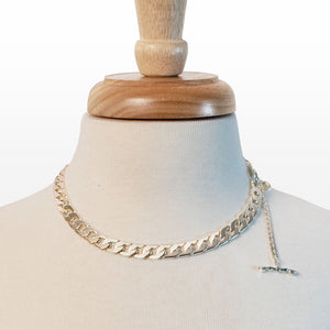 Cadence - Convertible Equestrian Curb Chain T-Bar Necklace in Silver