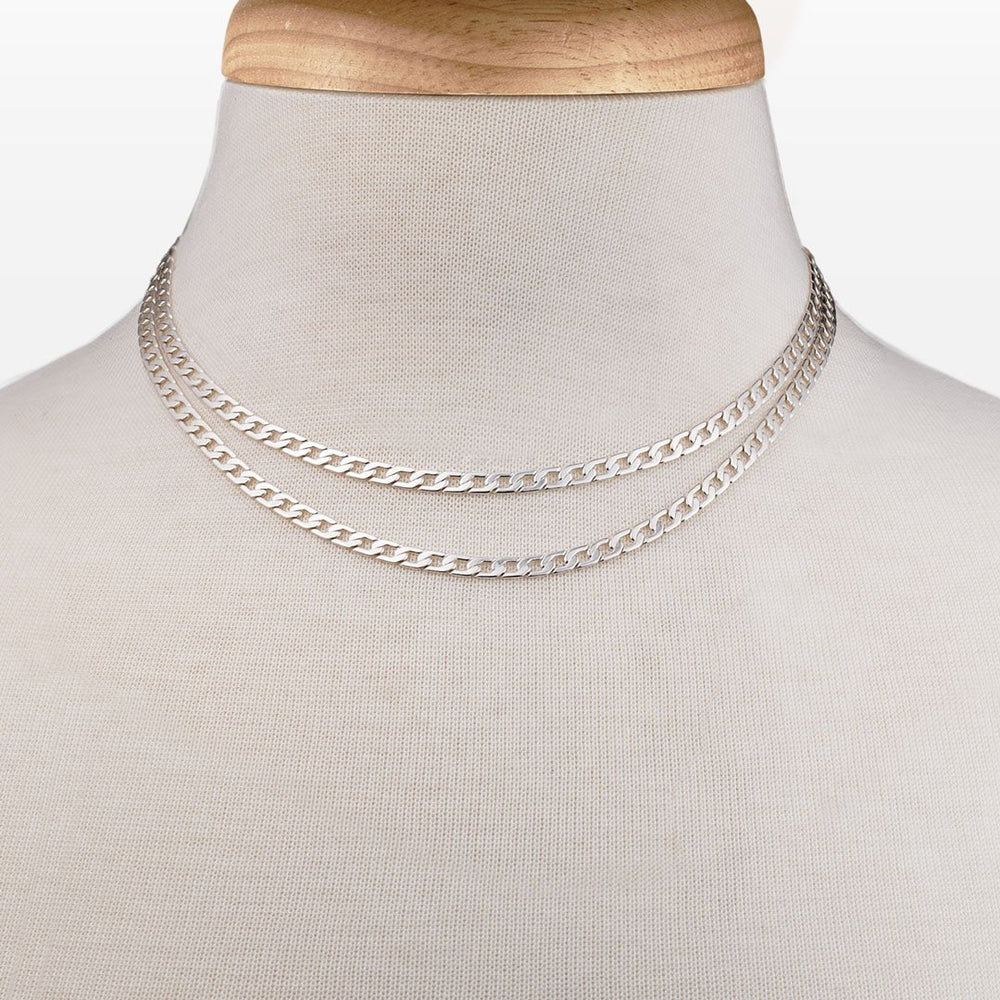 Cadence - Equestrian Curb Chain T-Bar Necklace in Silver