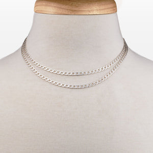 Cadence - Equestrian Curb Chain T-Bar Necklace in Silver