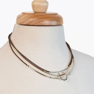 Calista - Equestrian Horseshoe Necklace on Brown Leather