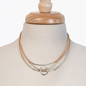 Calista - Equestrian Horseshoe Necklace on Natural Leather