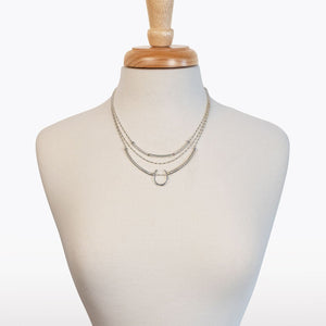 Calista - Equestrian Horseshoe Necklace on Beaded Chain in Silver