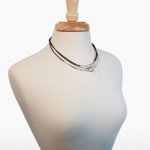Calista - Equestrian Horseshoe Necklace on Black Leather