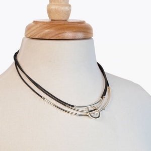 Calista - Equestrian Horseshoe Necklace on Black Leather