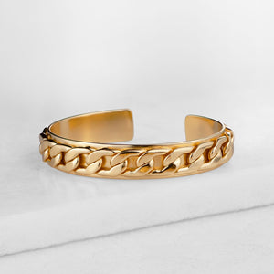 Cadence Equestrian Bracelet - Wide Gold Curb Chain Cuff