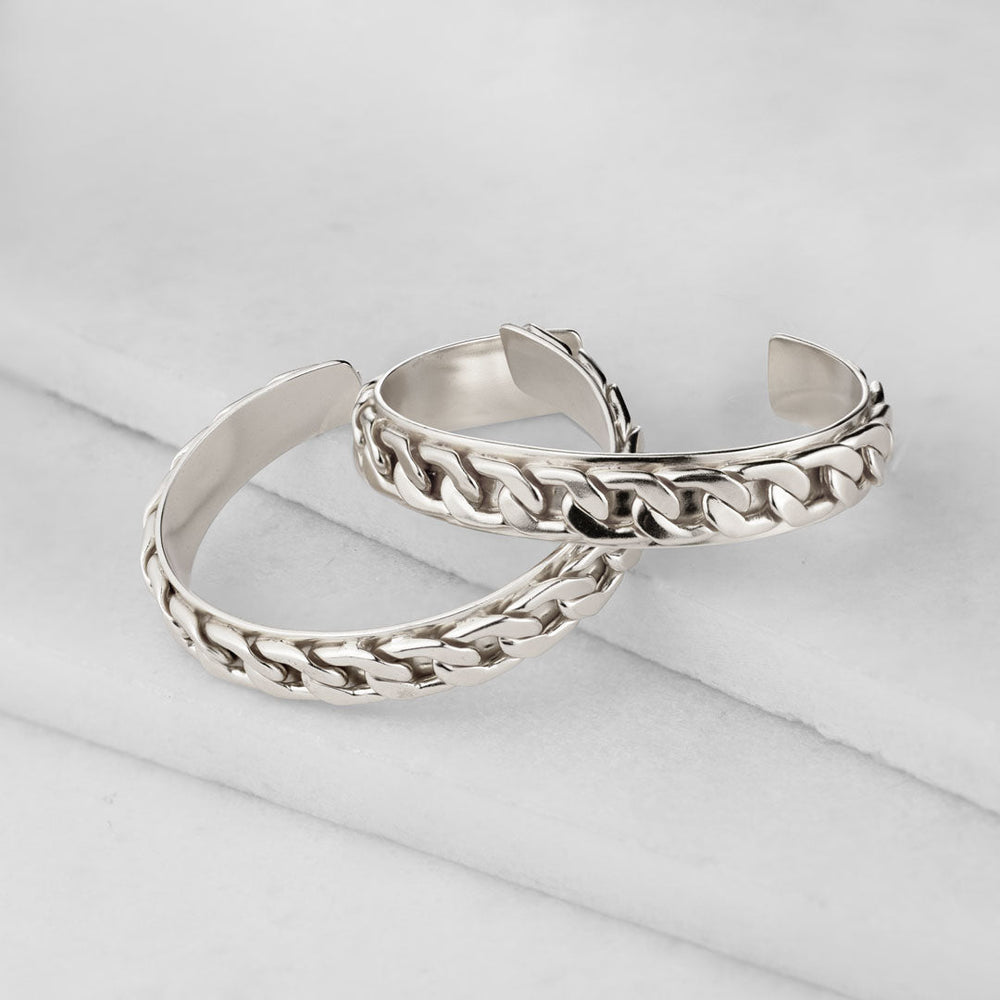 Cadence Equestrian Bracelet  - Wide Silver Curb Chain Cuff