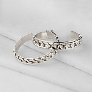 Cadence Equestrian Bracelet  - Wide Silver Curb Chain Cuff