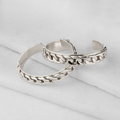 Cadence Equestrian Bracelet  - Wide Silver Curb Chain Cuff
