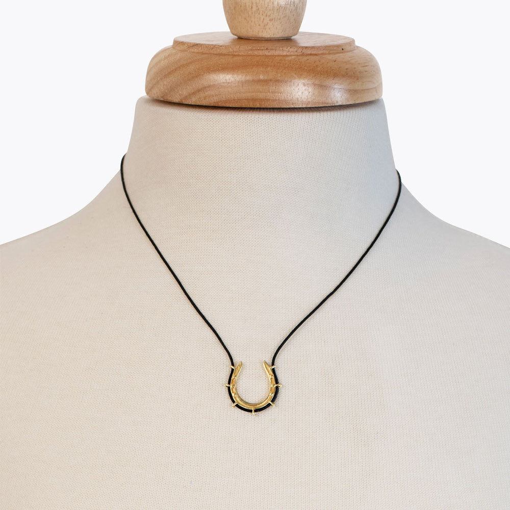 Canteen - Equestrian Horseshoe Necklace in Black & Gold