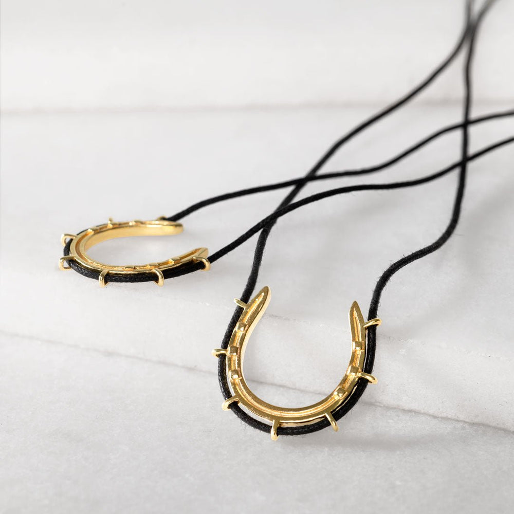 Canteen - Equestrian Horseshoe Necklace in Black & Gold