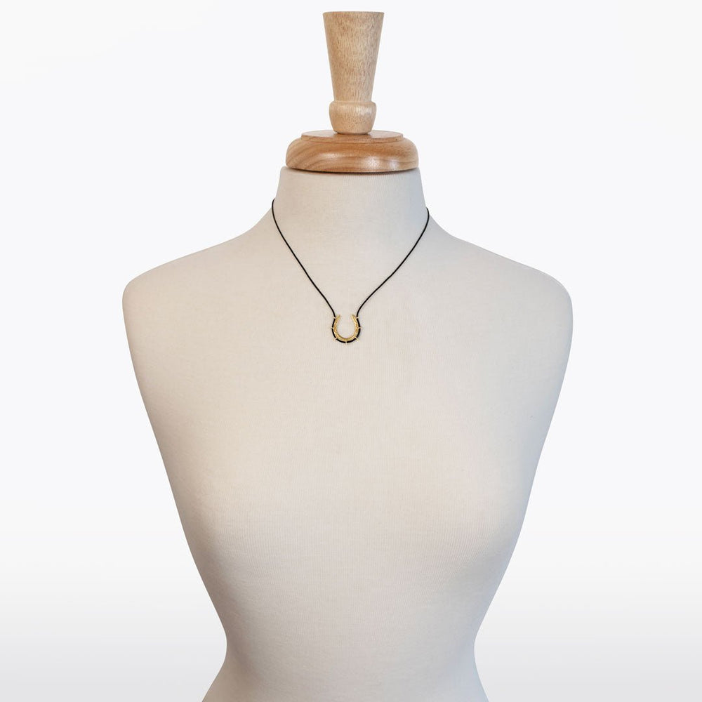 Canteen - Equestrian Horseshoe Necklace in Black & Gold