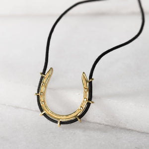 Canteen - Equestrian Horseshoe Necklace in Black & Gold
