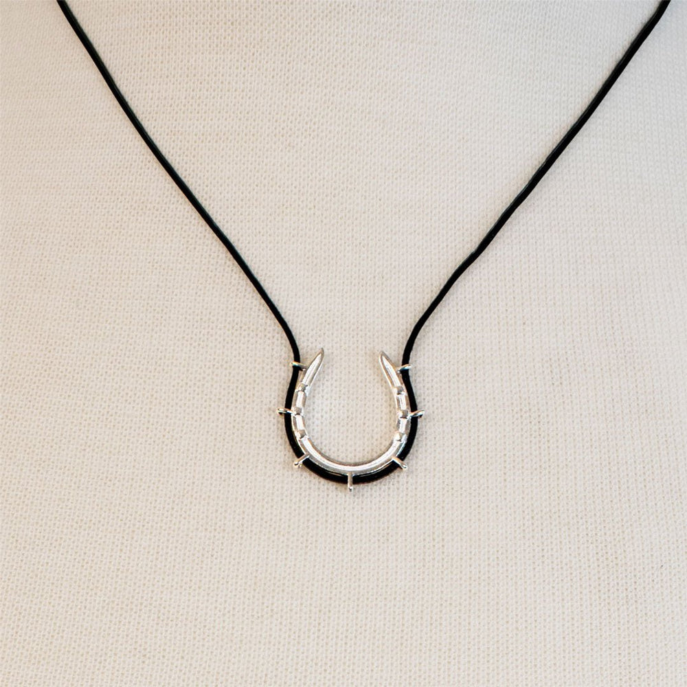 Canteen - Equestrian Horseshoe Necklace in Black & Silver