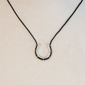 Canteen - Equestrian Horseshoe Necklace in Black & Silver