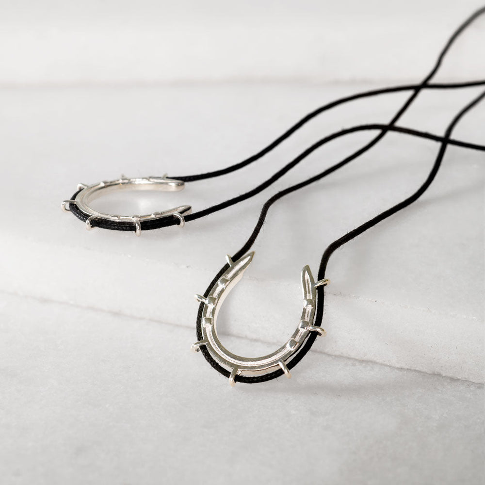 Canteen - Equestrian Horseshoe Necklace in Black & Silver