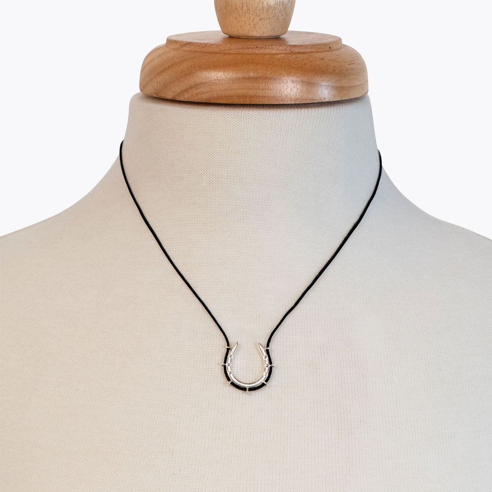 Canteen - Equestrian Horseshoe Necklace in Black & Silver