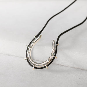 Canteen - Equestrian Horseshoe Necklace in Black & Silver